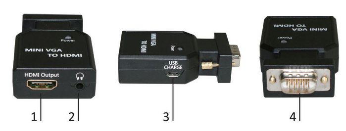 MicroConnect Mini VGA to HDMI Converter - W124363209