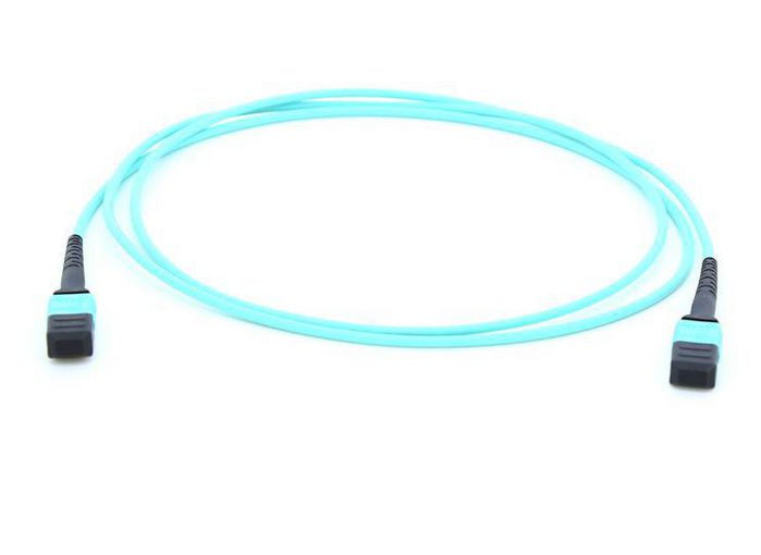 MicroConnect Optical Fibre Cable, MPO Female - MPO Female, Multimode, 12 Fibers, Polarity B, Polishing : UPC, OM3 (Aqua Blue), 5m - W125050352