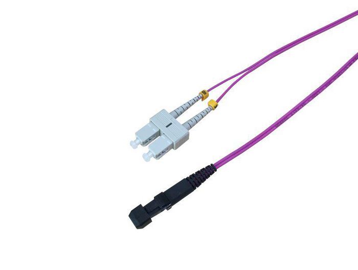 MicroConnect Optical Fibre Cable, MTRJ-SC, Multimode, Duplex, OM4 (Erica Violet), 0.5m - W125249962