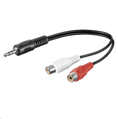 MicroConnect Audio adapter Cable; 3.5 mm male to RCA female, 0.2m - W124945495