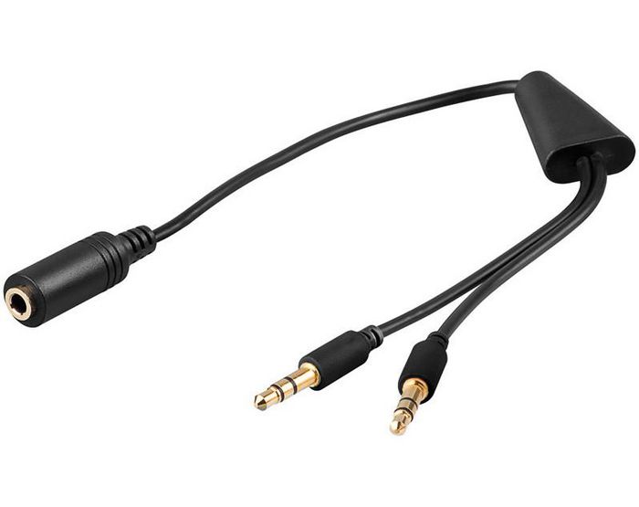 MicroConnect Audio Minijack adapter Cable; 3.5mm female to 2 x 3.5mm, 0.4m - W125244904