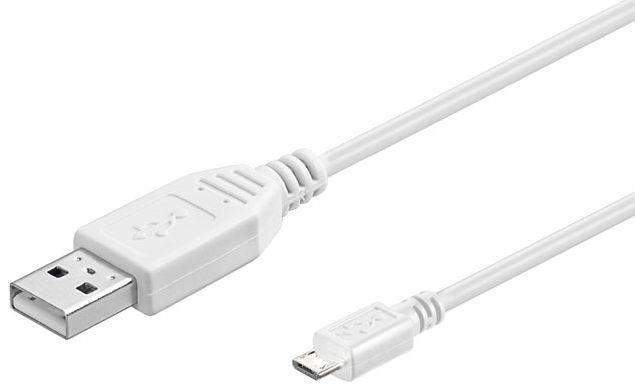 MicroConnect USB A to USB Micro B, Version 2.0, White, 1.8m - W124583837