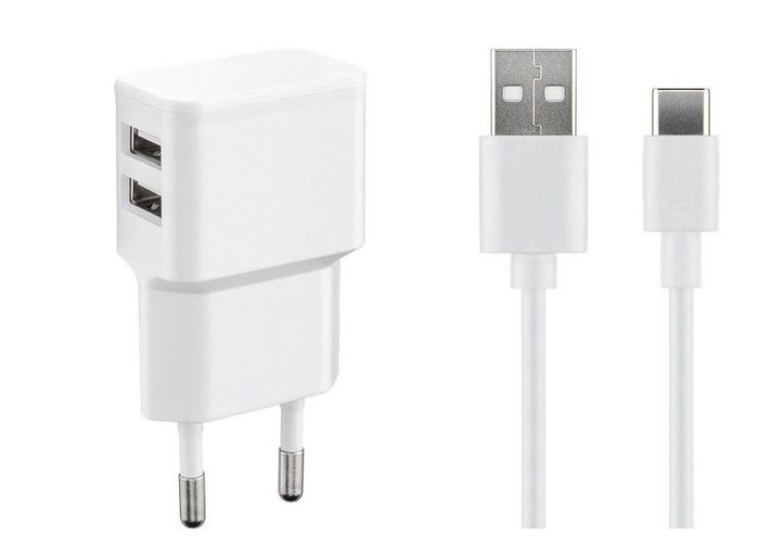 MicroConnect USB-C Charger Set, 2.4A, White - W125176679