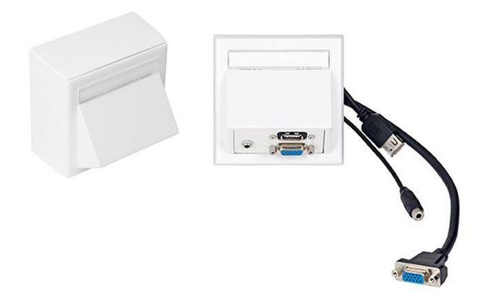 Vivolink Wall Connection Box VGA + USB + 3.5mm, White - W124578530