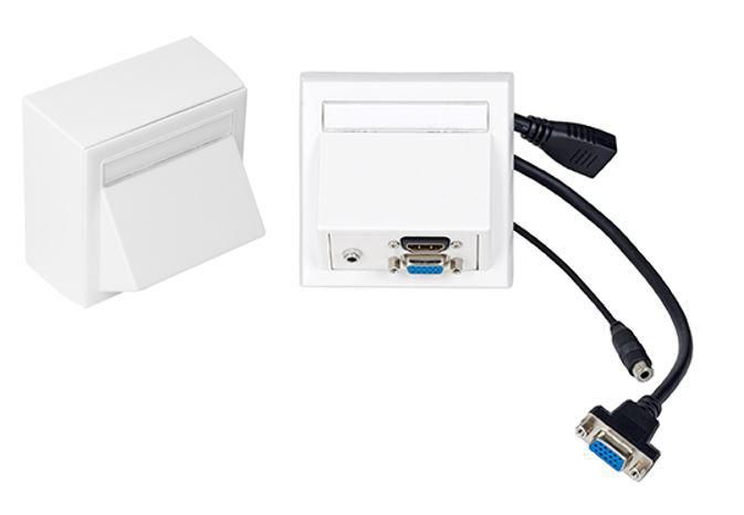 Vivolink Wall Connection Box VGA + 3.5mm + HDMI, White - W125078320