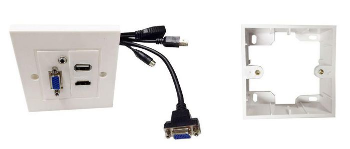 Vivolink Wall Connection Box HDMI + USB2.0 + 3.5mm + VGA, White - W124878147