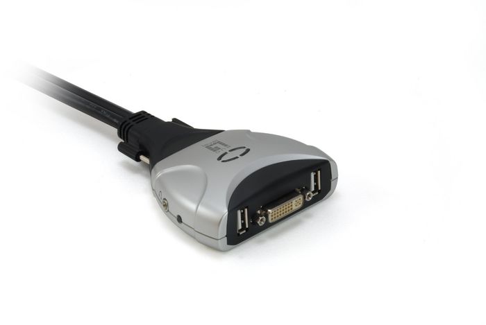 LevelOne 2-Port Cable KVM Switch, DVI, USB, Audio, 1920 x 1200px, 1.2m, 450g - W124590240