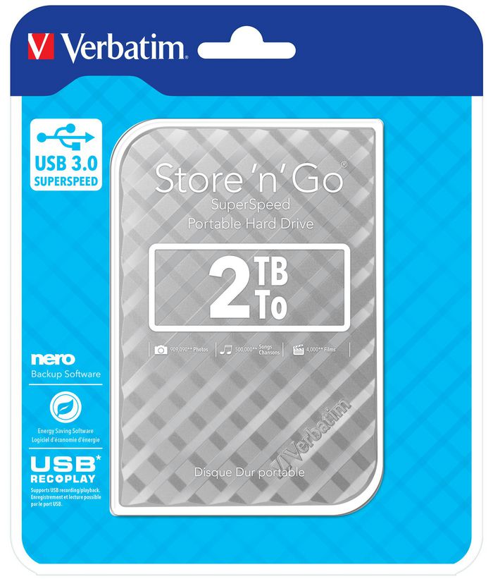 Verbatim Verbatim Store 'n' Go USB 3.0 Hard Drive 2TB Silver - W125812533