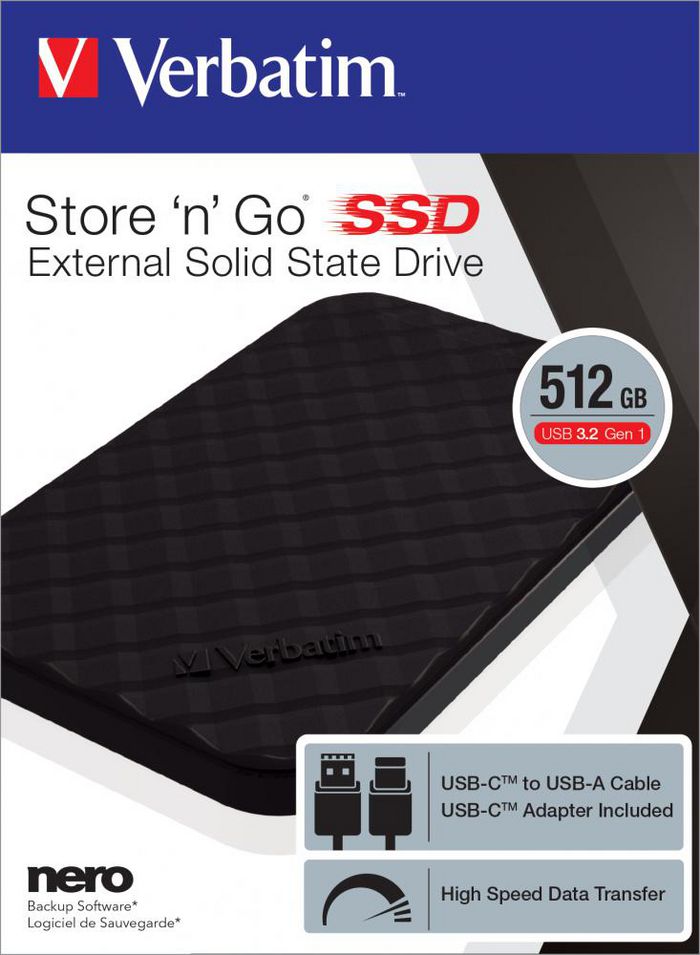 Verbatim Store 'n' Go, 512 GB, USB 3.2 Gen 1 Type C, Black - W125812529