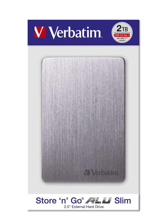 Verbatim 2.5", 2 TB, HDD, 5 GBit/s, USB 3.2 Gen 1, 114 x 76 x 9 mm, 150 g, Gris ardoise - W125812527
