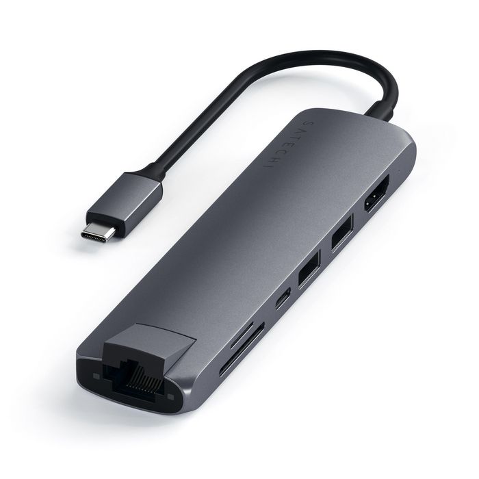 Satechi USB-C, USB Type C, 2 x USB Type A, HDMI, Ethernet, Micro/SD card reader, Gray - W125815200
