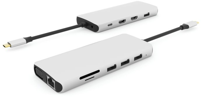 eSTUFF 12-in-1 Triple Display Mobile USB-C dock for PC and tablets - W125805000