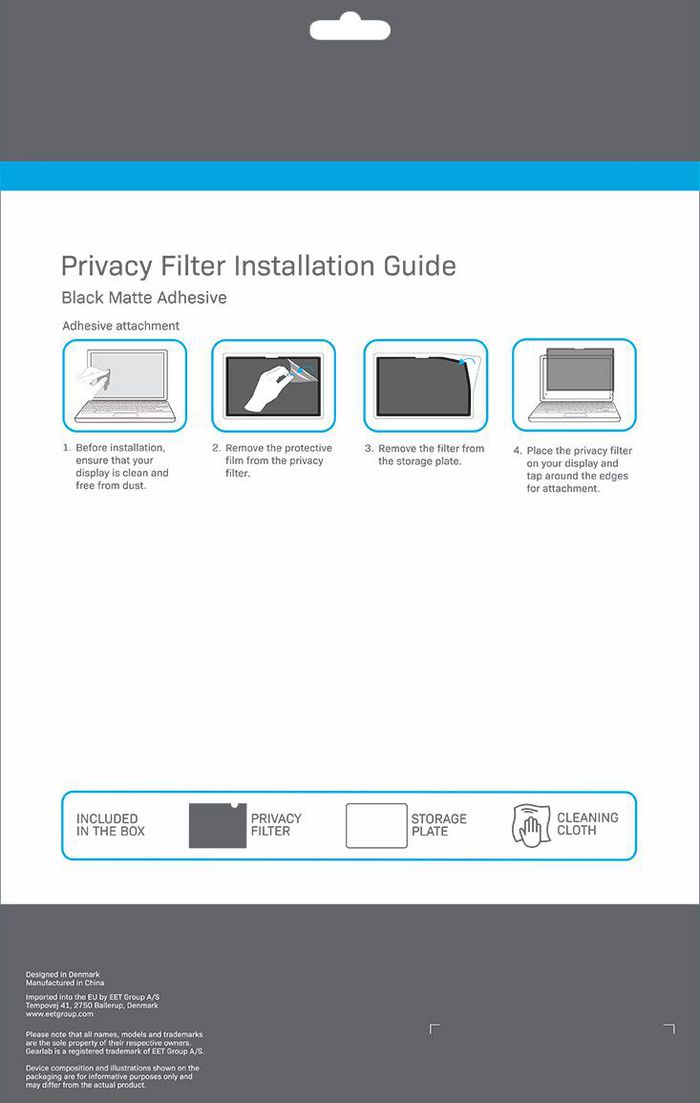 eSTUFF Adhesive Privacy Filter 9.7" for Apple iPad/iPad Air (3:2)(Gearlab box) - W124955519