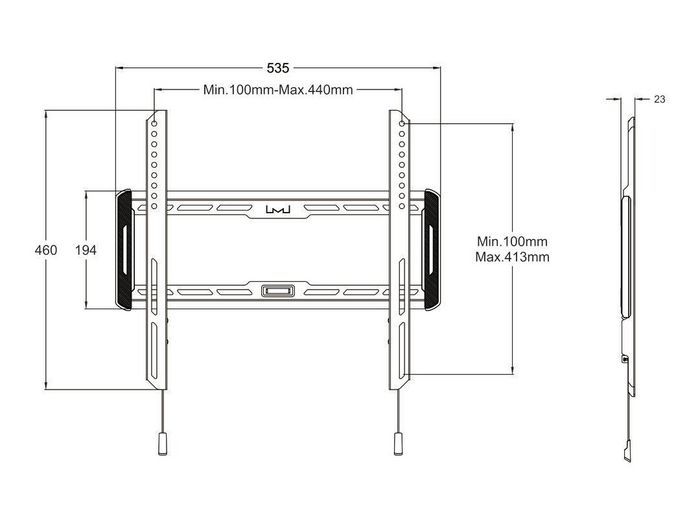 Multibrackets Multibrackets M Universal Wallmount Fixed Medium - Wall mount for LCD / LED panel - steel - black - screen size: 32" - 65" - W125342179