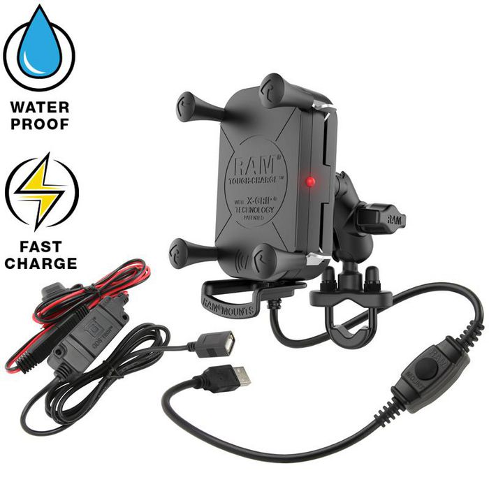 RAM Mounts RAM® Tough-Charge™ Waterproof Wireless Charging Motorcycle Mount - W125778711