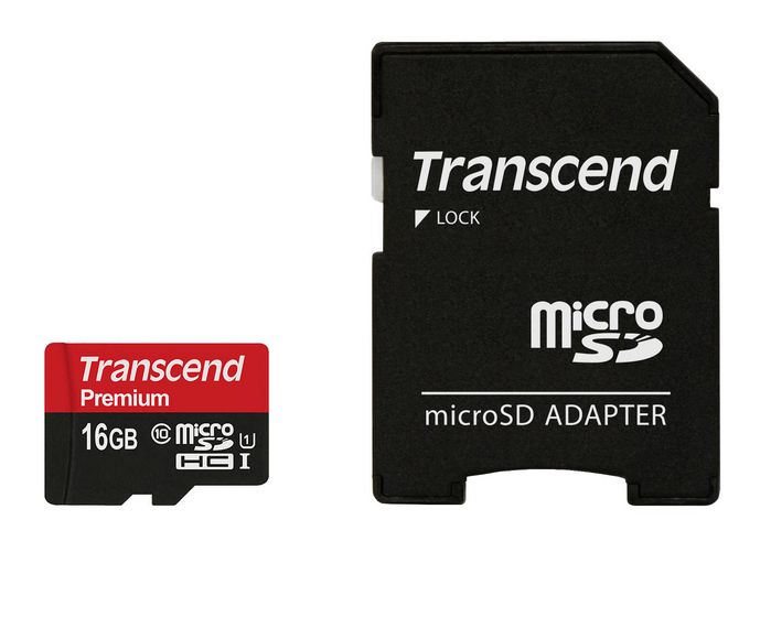 Transcend Transcend, 16GB, microSDHC, Class 10, UHS-I, 90MB/s with Adapter - W125175858