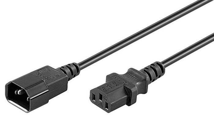 MicroConnect Power cord extension, C14 male/C13 female, 1.0m, Black - W124486365