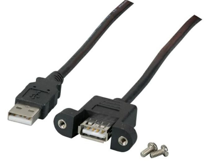 MicroConnect USB 2.0 Extension Cable with mounting jack, 1m - W125176694