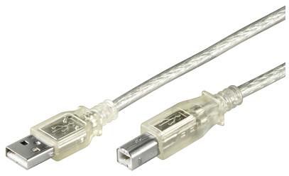 MicroConnect USB2.0 A-B 1m M-M, Transparent - W125176702