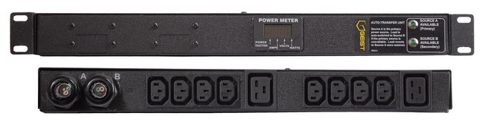 Vertiv rPDU, Auto Transfer Switch Metered, 16A, 230V, 3.6kW, Horizontal, (8) IEC C13, (2) IEC C19, 3m power cords with 2P+E (IP44), Black Powder Coat - W125847330
