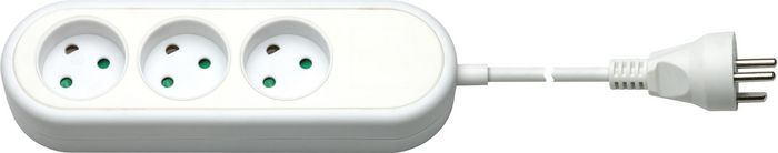 MicroConnect 3-Way Danish socket, White, 3m - W124755609