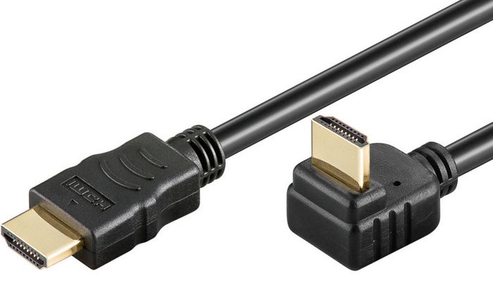 MicroConnect HDMI 19 - 19, M-M, 1m, Gold, A-plug, 270° rotated, with Ethernet - W124956265