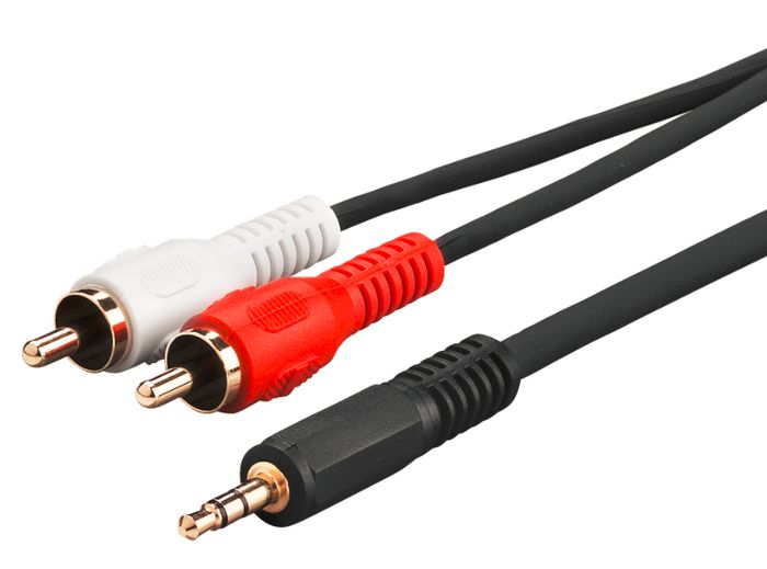 MicroConnect Audio Adapter Cable; 3.5 mm Minijack to 2 x RCA Male, 1.5 m - W124845222