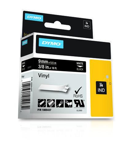 DYMO IND Vinyl Labels, 9mm x 5.5m - W125849290