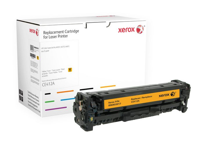 Xerox Yellow toner cartridge. Equivalent to HP CE412A. Compatible with HP Colour LaserJet M351A, Colour LaserJet M375MFP, Colour LaserJet M451, Colour LaserJet M475 MFP - W124294304
