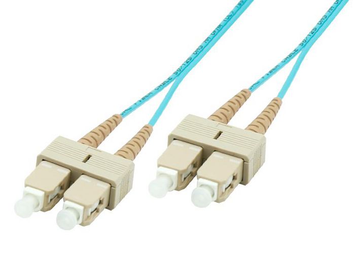 MicroConnect Optical Fibre Cable, SC-SC, Multimode, Duplex, OM3 (Aqua Blue), 1m - W124450390