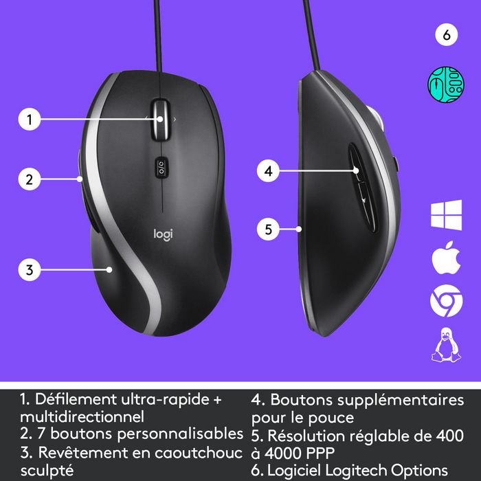 Logitech Advanced Corded Mouse M500s, USB Type-A, Black - W125871289