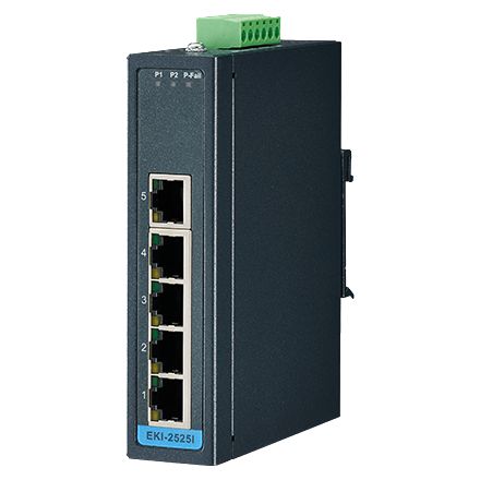 Advantech 5FE Unmanaged Ethernet Switch, -40 to 75 Celsius deg. - W125765180