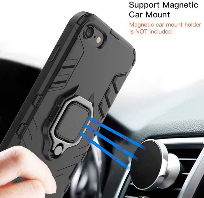 CoreParts Case for iPhone 12 Mini (5.4'') Shockproof Armor Case Military Grade Anti-Dropping, Black With Ring Holder(Work with Magnetic Car Mount) Anti-Scratch Shock-Absorption Case Full Body Protective Phone Case Silicone TPU Cover - W125872657