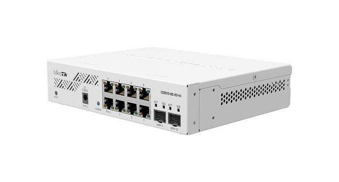 MikroTik 8 x 10/100/1000 Ethernet ports, 2 x SFP+ ports, 12-57 V, 200 x 167 x 46 mm - W125877493