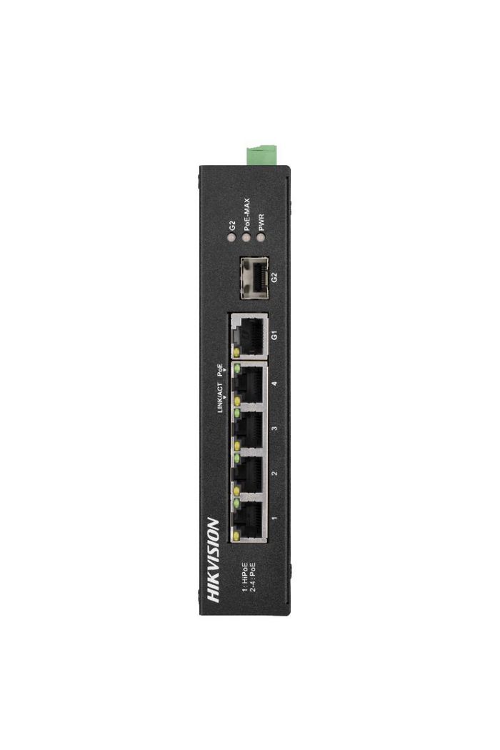 Hikvision Switch PoE 4 portas Fast Ethernet sem gestão. Temperatura -30 a 65°C - W125664948
