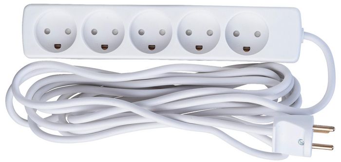 MicroConnect 5-way Danish socket Power Strip 5m White - W125895476
