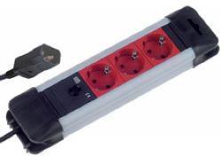 Bachmann 3x socket outlets @ earthing contact, H05VV-F 3G 1.00mm², 2m, black/red - W125898302