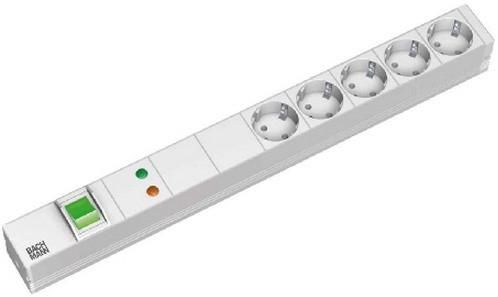 Bachmann 19” IT PDU Basic @ overvoltage protection (230V / 50Hz), 5 socket outlets @ earthing contact, light grey - W125898330