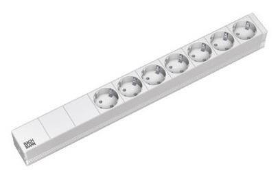 Bachmann 19" IT PDU Basic mains and frequency filters, 7x socket outlets with earthing contacts, Light grey/Silver - W125898332