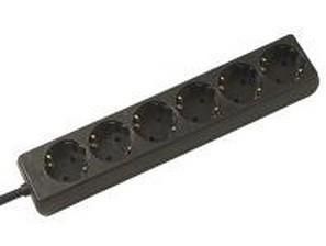 Bachmann 6x earthing contact socket outlets, child-proof, 1.5m, black - W125898499