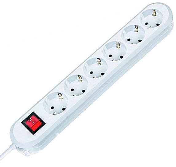 Bachmann 6 earthing contact socket outlets, 1.5m, white - W125898518