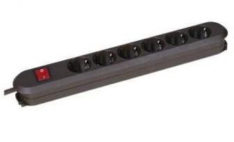 Bachmann 6 earthing contact socket outlets, 1x switch, 1.5m, brown - W125898522