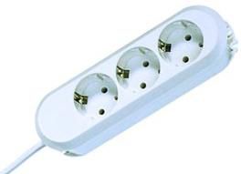 Bachmann 3 earthing contact socket outlets, 5m, H05VV-F 3G 1.50mm², white - W125898534