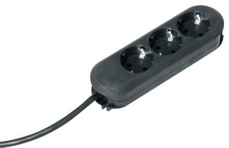 Bachmann 3 earthing contact socket outlets, 5m, H05VV-F 3G 1.50mm², black - W125898539