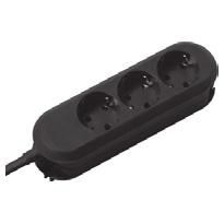 Bachmann SMARTLINE (rewireable), 3x socket outlets with earthing contacts, 1.5m cable, Black - W125898537
