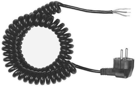 Bachmann Spiral supply cable with earthing contact, PVC, 2 m, Black - W125898611