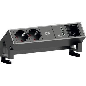 Bachmann DESK 2 with 1x USB double charger (5.2 V/2.15 A), 1x custom module + 2x power socket outlets - W125898902
