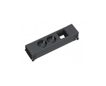 Bachmann Plastic power strip, 3-way (1 x custom module + 2 power socket outlets), child-proof, black - W125899096