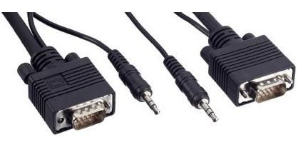 Bachmann VGA 15-pole HD combi cable with mini audio jack, VGA + 3.5mm, Male/Male, 10 m - W125899193