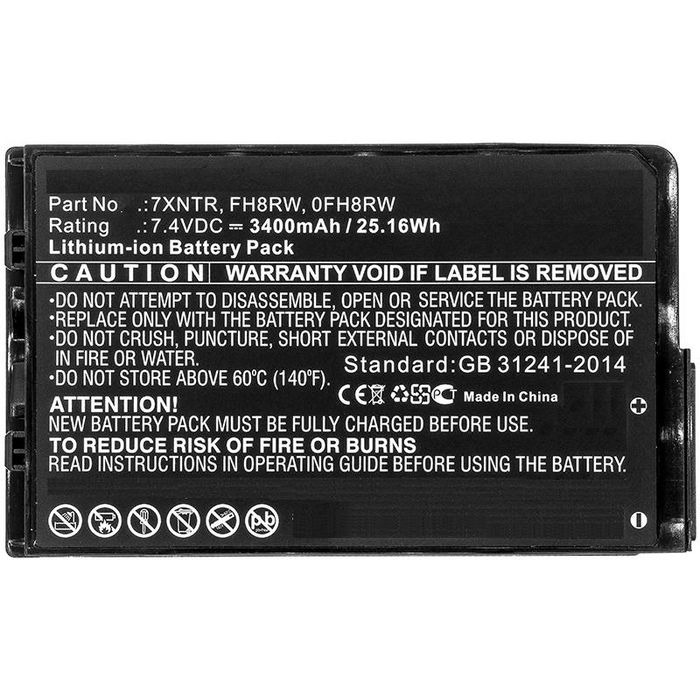 CoreParts Laptop Battery for Dell 25WH Li-ion 7.4V 3.4Ah, for Latitude 12 7202, Latitude 7202, Latitude 7202 Rugged Tablet for Dell, Latitude 12 7202, Latitude 7202, Latitude 7202 Rugged Tablet, Black - W125873157